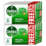 Dettol Original Germ Protection Bathing Soap Bar (1200gm) | Kills 99.99% germs, 125gm + 20% Extra Free, Pack of 8