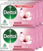 Dettol Skincare Bathing Soap Bar, Pure Glycerine (6 x 125 g)