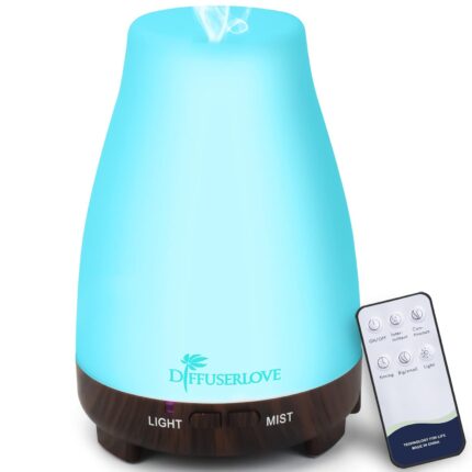 Diffuserlove Essential Oil Diffusers 200ML Remote Control Diffuser Mist Humidifiers BPA-Free Aromatherapy Diffuser (Black Base)