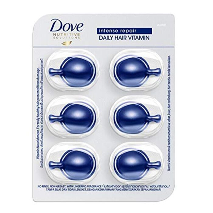 Dove Hair Vitamins Intense Repair Capsules, With Vitamin E and Plant Extracts, 1ml x 6 Count