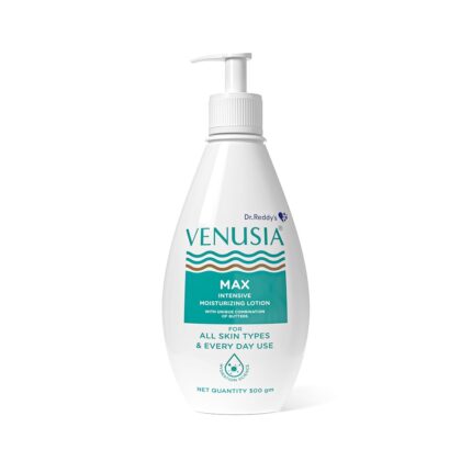 Dr. Reddy's Venusia Max Intensive Moisturizing Lotion | Dermatologist Recommended | Clinically Proven, Long-Lasting Moisturization | For Normal to Very Dry Skin | Cocoa Butter, Shea Butter, Mango Butter and Aloe Butter | 500 g