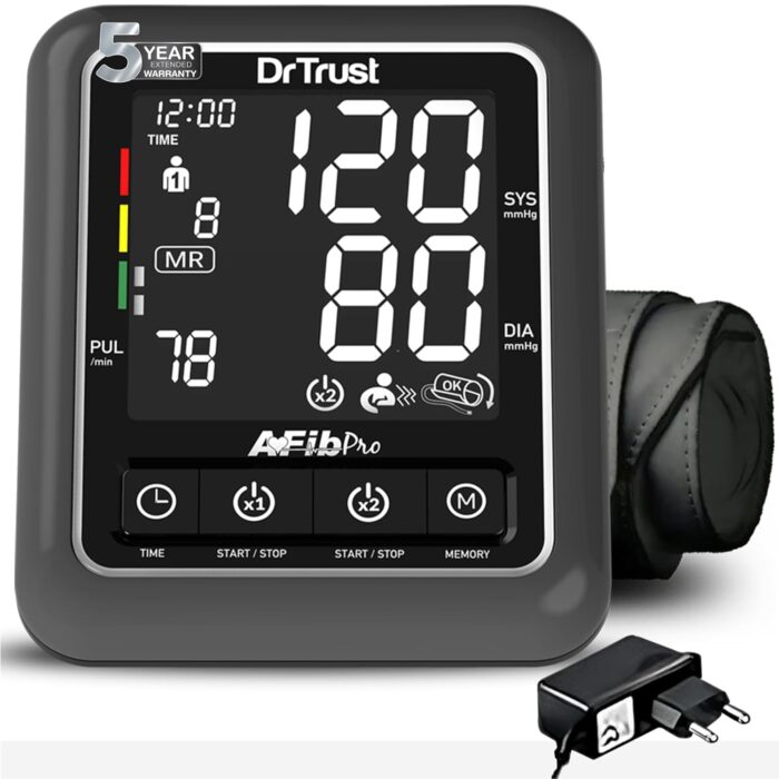 Dr Trust Atrial Fibrillation Automatic Dual Talking Digital BP Monitor Machine (Black)