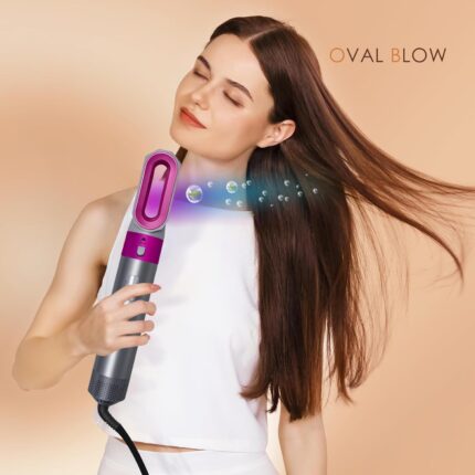 Drumstone Pro (LIFETIME MANUFACTURING DEFECT WARRANTY) 5 in 1 Hair Styler, Hot Air Brush, Airwrap Styler, Negative Ion Comb for Straightening,Curling Appliances with 5 Interchangeable Brushes Styler