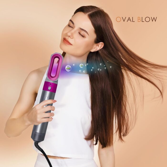 Drumstone Pro (LIFETIME MANUFACTURING DEFECT WARRANTY) 5 in 1 Hair Styler, Hot Air Brush, Airwrap Styler, Negative Ion Comb for Straightening,Curling Appliances with 5 Interchangeable Brushes Styler