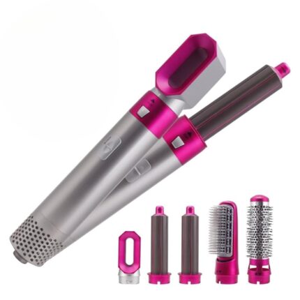Drumstone (𝟭+𝟭 𝗬𝗘𝗔𝗥 𝗪𝗔𝗥𝗥𝗔𝗡𝗧𝗬)5-in-1 Hot Air Brush & Hair Styler–Hair Dryer Volumizer Crimper Wand & with Fast Heating Negative Ion Technology, & Multiple Attachments for All Hair Types
