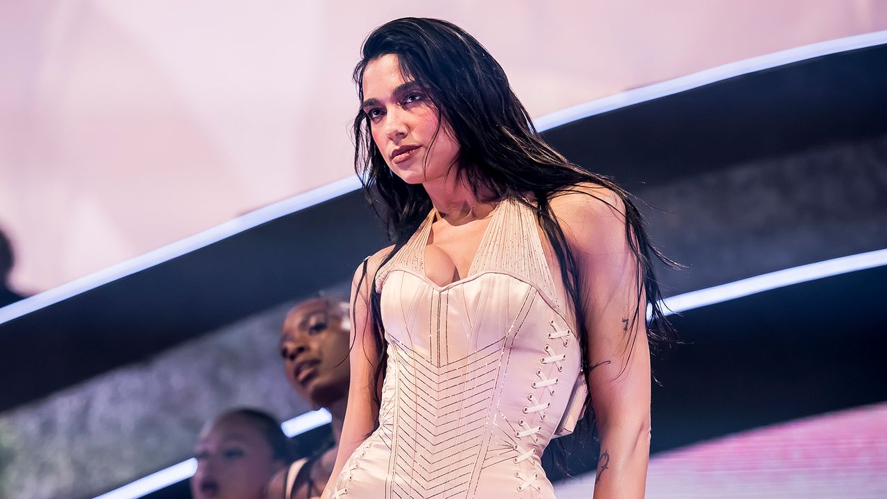 Dua Lipa's Diamante Floral Nails Are the Perfect Way to Elevate a Nude Manicure