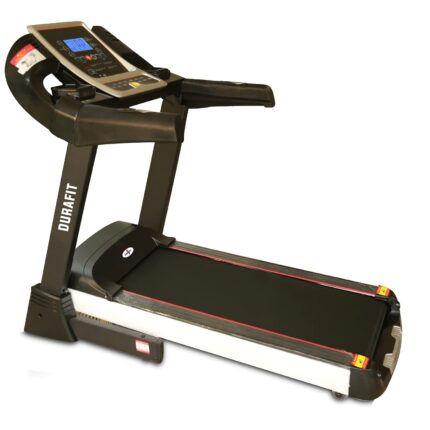 Durafit - Sturdy, Stable and Strong Mustang|5.5 Hp Peak Dc Motorized Treadmill|Max Speed 18 Km/Hr|Max User Weight 130 Kg|Free (DIY) Installation Assistance Assistance|Spring Suspension