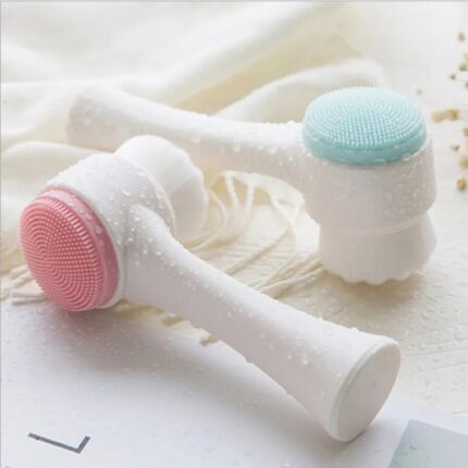 EASYMART Double Side Face Wash Brush - Manual Facial Cleansing, Silicon Face Brush for Cleaning 1 Pcs Double Side Skin Care Facial Cleaning Brush, Manual Dual Face Wash Brush for Deep Massaging