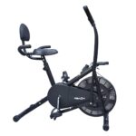 ELEV8 By Reach Ab-110 Bh Air Bike Exercise Cycle With Moving Or Stationary Handle With Back Support Seat & Side Handle For Support Cushioned Seat Fitness Cycle For Home Gym, Black