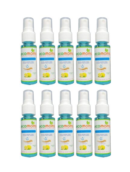 Ecomoms Hand Sanitizer 30ml 99.99% Effective Against Germs -75% Alcohol | Skin Friendly and Safe for Kids | Instant Germ-Free Protection 30ml (Pack of 10)
