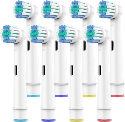 Electric Toothbrush Heads Replacement Brush Head Set White and Blue Soft Bristles for Deep Plaque Removal Compatible with Oralb Pro (All) Braun triumph (8)