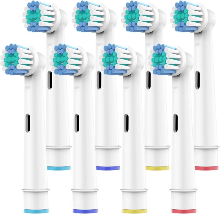 Electric Toothbrush Heads Replacement Brush Head Set White and Blue Soft Bristles for Deep Plaque Removal Compatible with Oralb Pro (All) Braun triumph (8)