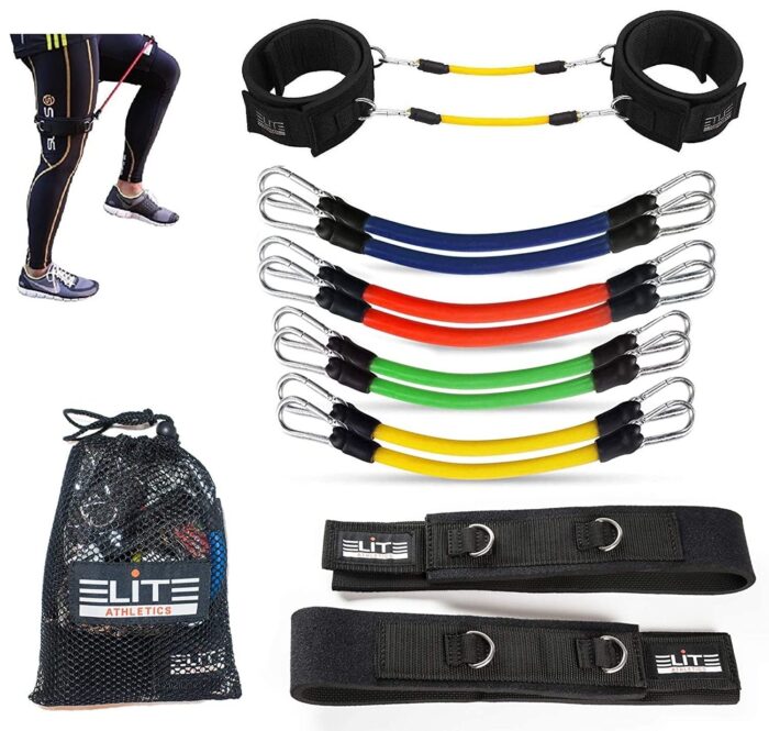 Elite Supplies 11 Piece Speed Agility Strength Kinetic Leg Resistance Bands- Fitness Exercise Bands, Football All Sports Training, Official Athletic Bands