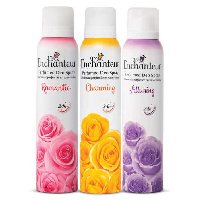 Enchanteur Perfumed Deo Spray for Women with 24-Hours Odour Protection & Long-Lasting Floral French Fragrance| Romantic, Charming, & Alluring Deodorant Body Spray Assorted Pack| 150ml Each