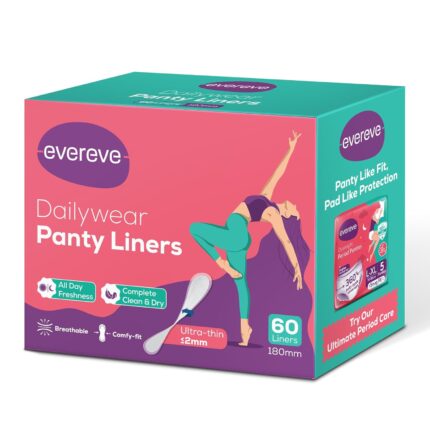 Evereve Anti-Bacterial Panty Liners for Women, Pack of 60, 180mm Length, with Aloe Vera, Protection Against Leakage, Discharge & Rashes for 8 hours, provides freshness for non-period days & spotting