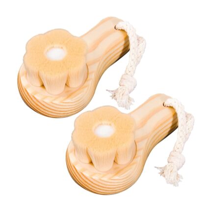 Excefore Facial Cleansing Brush for Face Exfoliation, 2 Pack Ultra Fine Soft Face Brush for Deep Pore Cleansing, Wooden Handle Skin Cleaning Scrubbers for Men and Women