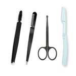 Eyebrow Tweezer Set 4 in 1 Eyebrow Kit,Pro Eyebrow Grooming Set, Eyebrow Trimmers Set Including Eyebrow Razor,Trimmer, Brush, Eyebrow Scissors,Tweezers for Facial Hair, Splinter & Ingrown Hair Removal
