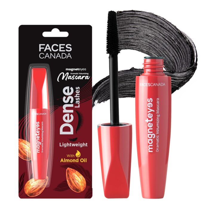 FACES CANADA Magneteyes Dramatic Volumizing Mascara - Black, 9.5ml | Lightweight, Denser & Longer Lashes | Intense Black Finish | Adds Volume | Easy Wash | No Clumping | Cruelty Free
