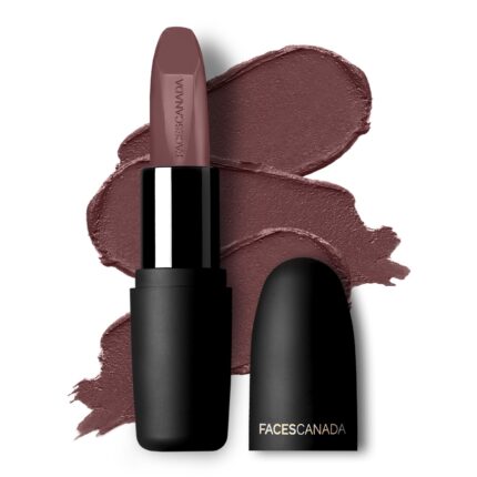 FACES CANADA Weightless Matte Lipstick - Subtle Mauve 10 (Brown), 4.5g | Highly Pigmented Lip Color | Smooth One Stroke Glide | Moisturizes & Hydrates Lips | Vitamin E, Jojoba & Almond Oil Enriched