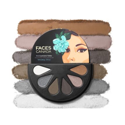 FACESCANADA 6 in 1 Eyeshadow Palette - Smokey Diva 03, 6g | Olive Butter & Macadamia Oil | Vibrant Colors | Highly Pigmented | Easily Blendable | Silky Satin Texture | No Crease | Cruelty-Free
