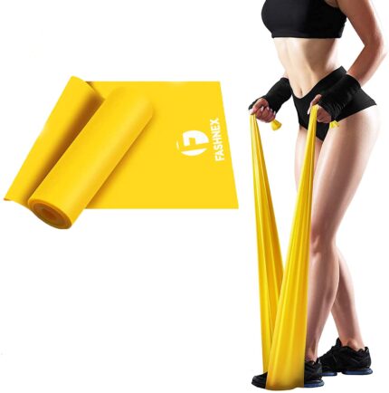 FASHNEX Natural Rubber Yoga Resistance Band - 1.5 Meters Therapy Band - Exercise Band For Gym, Workout, Yoga, Physical Therapy, Home Exercise Training For Women & Men, Medium Resistance Level
