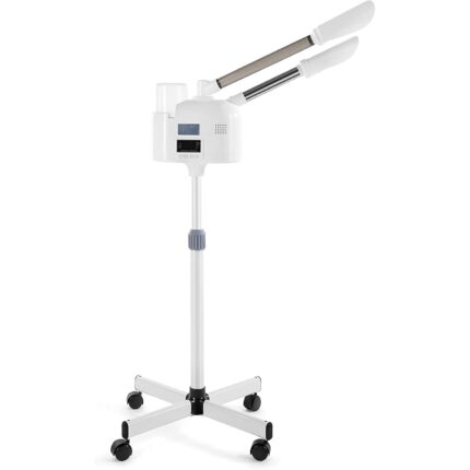 FINEXEL Hot & Cold Facial Steamer Machine,800W, Hot Mist Cold Mist, Double Tube, Ozone, Rolling Stand Base