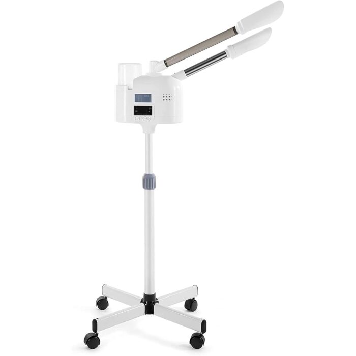 FINEXEL Hot & Cold Facial Steamer Machine,800W, Hot Mist Cold Mist, Double Tube, Ozone, Rolling Stand Base