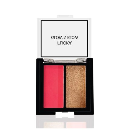FLiCKA Glow N Blow Blusher And Highlighter Palette For Face Makeup| Long Lasting, Travel Friendly, Highly Pigmented Flawless Look | 01 High Spirit