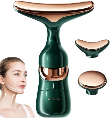 FOREWAY 3-in-1 Electric Facial and Neck Massager - Anti-Wrinkle & Anti-Aging Device with Vibration Massage Modes - Face Slimming, Sculpting, Uplifting, Skin Firming, Tightening, and Smoothing Tool for Glowing Skin