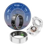 FYFIT Smart Ring with Health Monitoring, IP68 Waterproof, Fitness Tracker, Heart Rate Monitor, SpO2, Sleep Tracking, 5-Day Battery Life, Stainless Steel (Midnight Black, 13-22.3 mm)