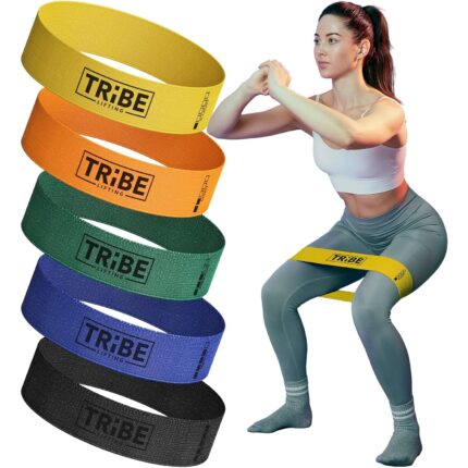 Fabric Resistance Loop Bands - Booty Bands - Small Resistance Bands for Legs and Butt - Exercise Band for Arms and Shoulders - Physical Therapy Bands 12" x 2" (5-Pack)