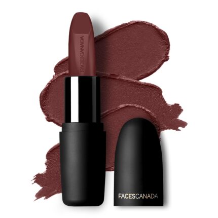 Faces Canada Weightless Matte Lipstick, Enriched with Jojoba and Almond Oil, Highly pigmented, Smooth One Stroke weightless color, Keeps lips Moisturized, Brown Lip Color, Brown Ashes , 4.5gm