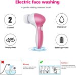 Facial Cleansing Brush Face Brush Electric Face Massager Facial Cleansing Spin Brush Set for Gentle Exfoliating,Removing Blackhead Gift Skincare for Teenage Girl