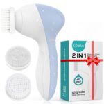 Facial Cleansing Brush Face Scrubber: COSLUS 3in1 JBK-D Electric Exfoliating Spin Cleanser Device Waterproof Deep Cleaning Exfoliation Rotating Spa Machine - Electronic Skin Care Wash Spinning System