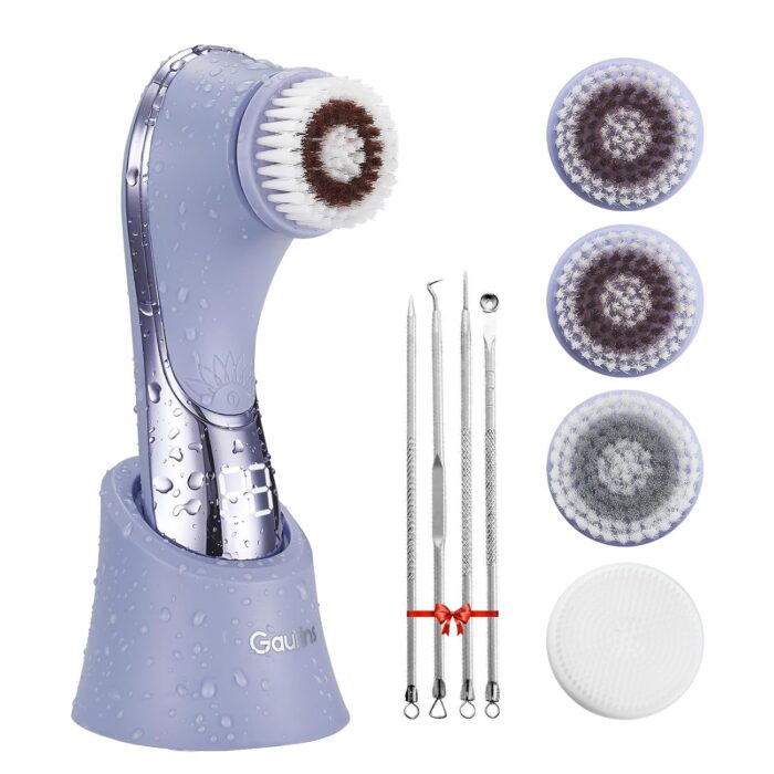 Facial Cleansing Brush Face Scrubber Exfoliator Rechargeable IPX7 Waterproof Electric Spin Cleanser Device for Exfoliating, Massaging and Deep Cleansing Removing Blackhead, Face Massaging