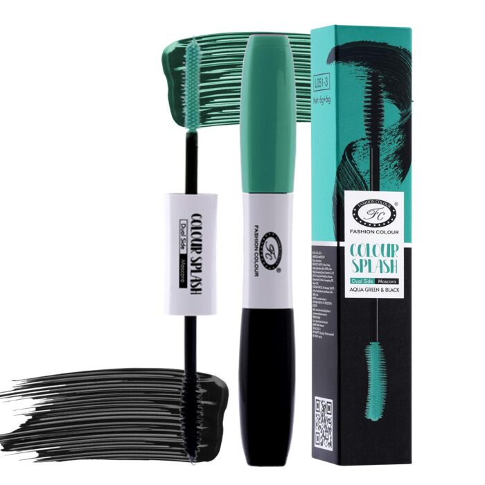 Fashion Colour Splash Dual Side Mascara's For Women | Define & Lengthen Eyelashes | 2 in 1 Mascara for women | Volumizing and Lengthening Mascara | (Aqua Green & Black, 6g+6g)