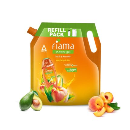 Fiama Body Wash Shower Gel Peach & Avocado, 1.4L Bodywash Refill Value Pouch for Women & Men with Skin Conditioners for Soft & Moisturised Skin, Suitable for All Skin Types