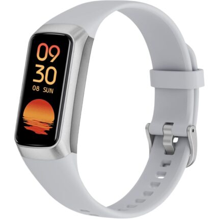 Fitness Tracker with Heart Rate Monitor, 1.1" AMOLED Screen Smart Watch, Activity Tracker, Pedometer, Sports Bracelet with Calorie Counter, Sleep Monitor, 5ATM Waterproof for Women Men (Gray)