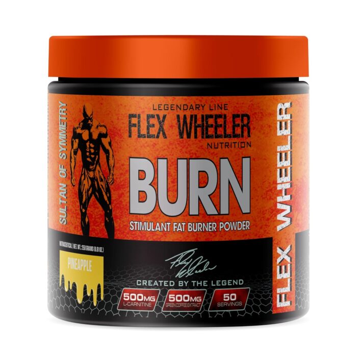 Flex Wheeler Nutrition Burn Fat Burner | Thermogenic Weight Management Formula | Pineapple Flavor | 250g | 50 Servings