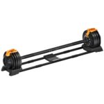 Flexnest 2in1 Adjustable Barbell plus Dumbbells with 4 Pairs of Multi-Grip Rubber Weight Plates, Use as Free Weights, Dumbbell or Barbell, 2kgs - 19kgs (Black & Orange)