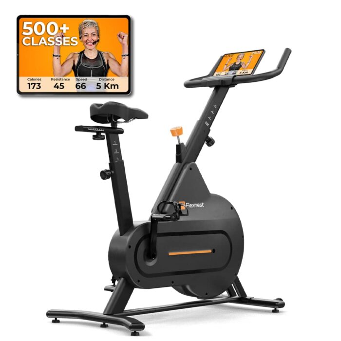 Flexnest Flexbike Lite|Smart Bluetooth Exercise Cycle For Home With 500+ Live Classes,100+ Virtual Rides On App,100 Resistance Levels Cycle For Exercise At Home Gym Workout & Cardio Spin Bike(Black)