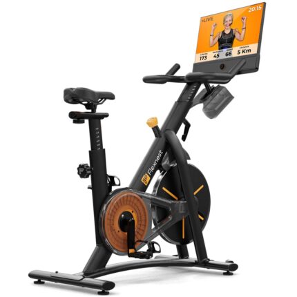 Flexnest Flexbike Plus Exercise Cycle with 22" HD Touchscreen & Speaker System/Smart Bluetooth|For Home with 500+ Live Classes on App, 100 Resistance Levels|Cardio Spin Bike (Black)