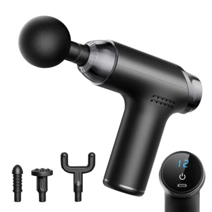 FreshDcart Massage Gun for Pain Relief – Mini Handheld Massager Gun with 32 Gear Adjustment, Portable Massage Machine for Muscle Recovery, Gym, Sports & Relaxation (Black, 1 Pack)