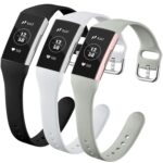 GEAK 3Pack Compatible with Fitbit Charge 3 Bands/fitbit Charge 4 bands for Women, Slim Soft Silicon Replacement Wristband for Fitbit Charge 3/Charge 3 SE/Charge 4 Bands Women Men,Small,Large