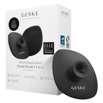 GESKE SmartAppGuided™ Facial Brush 4 in 1 Facial Cleansing Brush with Handle Soft Silicone Brush Professional Facial Cleansing Device Skin Cleansing Device