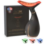 GLO24K Skin Rejuvenation Beauty Device for Face and Neck. Based on Triple Action LED, Thermal, and Vibration Technologies. Lifts and Tightens Sagging Skin for a Radiant Appearance.