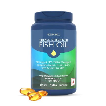 GNC Triple Strength Fish Oil 1500mg Omega-3 with 900mg EPA & DHA | 120 Softgels | For Heart, Healthy Cholesterol, Joint Comfort, Focus & Vision | Enteric-Coated for No Fishy Aftertaste |USA Formulated