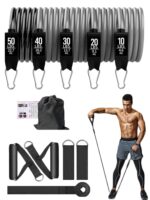 GOCART WITH G LOGO Resistance Bands, Exercise Bands Include 5 Different Levels Exercise Bands, Door Anchor, Foam Handles, Ankle Straps and Carrying Bag for Workout (Black)