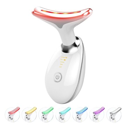 GRAVIN Face and Neck Beauty Device, Multifunctional Facial Skin Care Tool, 7 Color Led Face Neck Massager for Skin Care Routine at Home Skin Groomer original (WHITE)