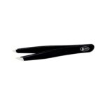 GRETA Black Deluxe Pointed Slant Tip Tweezers | Precision for Eyebrow, Eyelash Extensions, Nail Art Manicure Tool Tweezers